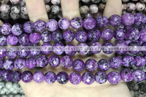 CLJ571 15 inches 10mm faceted 

round sesame jasper beads