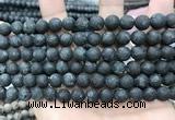 CLJ599 15 inches 8mm round matte sesame jasper beads