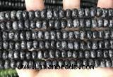 CLJ622 15 inches 5*8mm faceted round sesame jasper beads