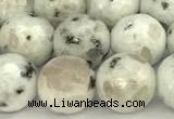 CLJ651 15 inches 8mm faceted round sesame jasper beads