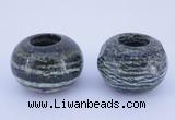 CLO25 19*30mm rondelle loose green silver line jasper beads wholesale