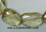 CLQ05 faceted freeform brick natural lemon quartz beads