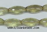 CLQ12 15.5 inches 10*20mm faceted rice natural lemon quartz beads