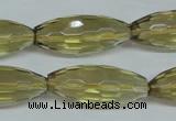 CLQ14 15.5 inches 12*30mm faceted rice natural lemon quartz beads