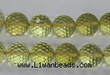 CLQ57 15.5 inches 10mm faceted round natural lemon quartz beads