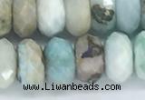 CLR105 15.5 inches 6*10mm faceted rondelle larimar gemstone beads