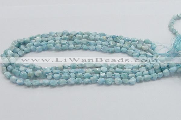 CLR25 15.5 inches 6*8mm nugget natural larimar gemstone chips beads