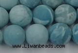 CLR614 15.5 inches 12mm round matte imitation larimar beads