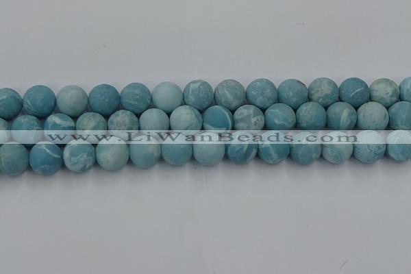 CLR614 15.5 inches 12mm round matte imitation larimar beads