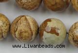 CLS151 15.5 inches 20mm faceted round picture jasper beads