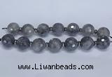 CLS301 7.5 inches 25mm faceted round large cloudy quartz beads