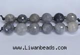 CLS351 7.5 inches 30mm faceted round large cloudy quartz beads