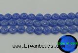 CLU173 15.5 inches 14mm flat round blue luminous stone beads