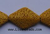 CLV20 15 inches 22*32mm rhombus yellow natural lava beads wholesale