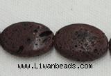 CLV209 15.5 inches 18*25mm oval coffee natural lava beads wholesale