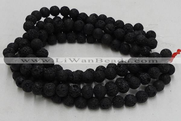 CLV213 15.5 inches 10mm round black natural lava beads wholesale