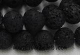 CLV216 15.5 inches 16mm round black natural lava beads wholesale