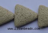 CLV23 15 inches 22*26mm triangle milk white natural lava beads wholesale