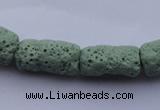 CLV27 15.5 inches 10*18mm column shape green natural lava beads wholesale