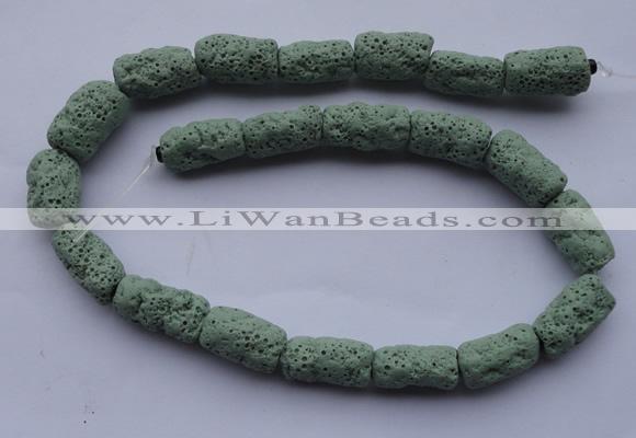 CLV27 15.5 inches 10*18mm column shape green natural lava beads wholesale