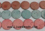 CLV308 15.5 inches 30mm flat round lava beads wholesale