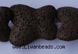 CLV34 15 inches 26*28mm butterfly-shaped chocolate natural lava beads