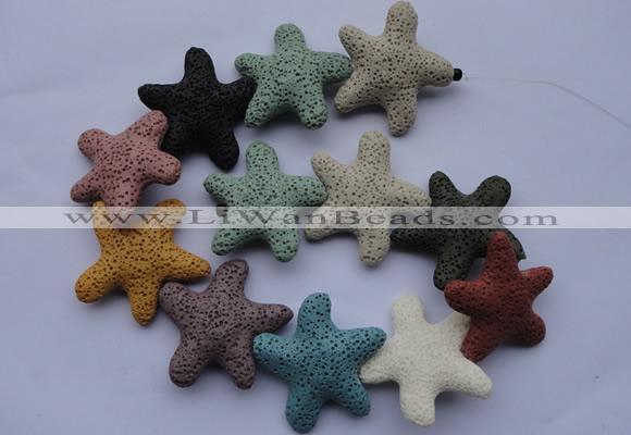 CLV37 14 inches 10*36mm star multicolor natural lava beads wholesale