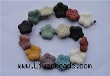 CLV38 15 inches 7*26mm star multicolor natural lava beads wholesale