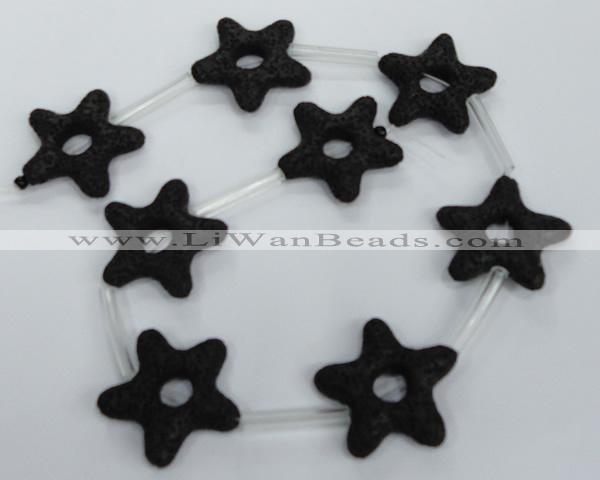 CLV41 15.5 inches 7*35mm star black natural lava beads wholesale