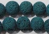 CLV456 15.5 inches 16mm round dyed blue lava beads wholesale