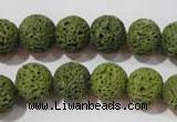 CLV461 15.5 inches 10mm round dyed green lava beads wholesale