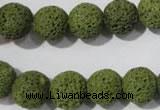 CLV462 15.5 inches 12mm round dyed green lava beads wholesale