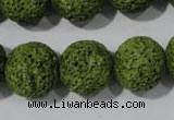 CLV465 15.5 inches 18mm round dyed green lava beads wholesale