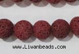 CLV470 15.5 inches 12mm round dyed red lava beads wholesale