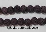 CLV476 15.5 inches 8mm round dyed purple lava beads wholesale