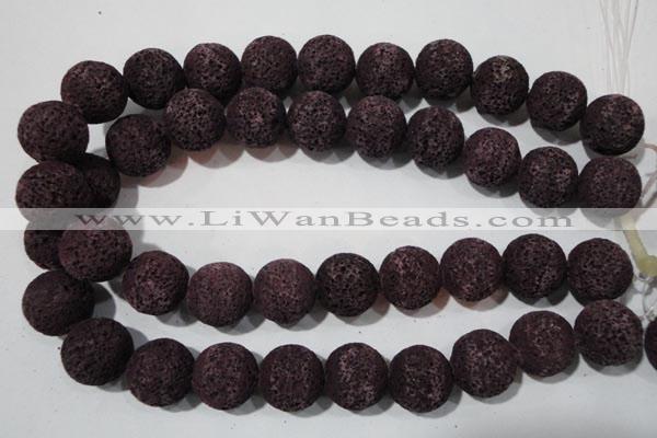 CLV481 15.5 inches 18mm round dyed purple lava beads wholesale