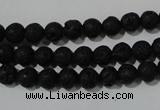 CLV483 15.5 inches 6mm round black lava beads wholesale