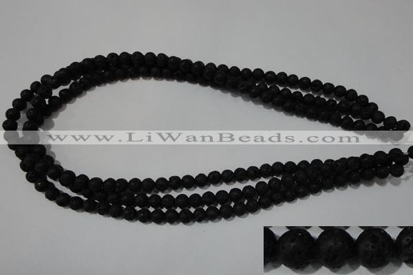 CLV483 15.5 inches 6mm round black lava beads wholesale