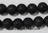 CLV486 15.5 inches 12mm round black lava beads wholesale