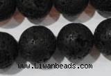 CLV489 15.5 inches 18mm round black lava beads wholesale