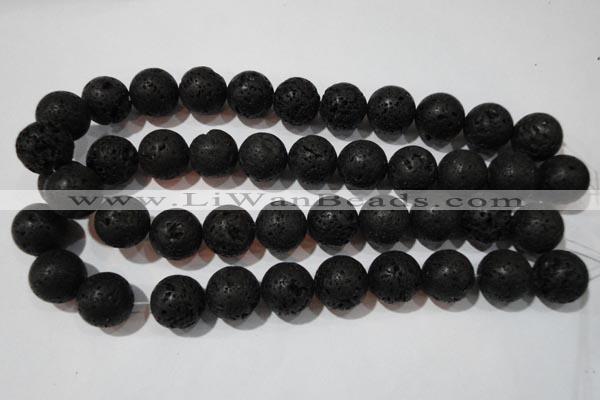 CLV489 15.5 inches 18mm round black lava beads wholesale