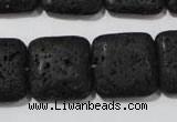 CLV495 15.5 inches 20*20mm square black lava beads wholesale