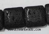 CLV496 15.5 inches 25*25mm square black lava beads wholesale