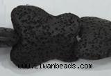 CLV52 15 inches 25*30mm butterfly-shaped black natural lava beads