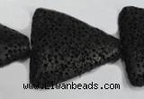 CLV53 15 inches 26*28mm triangle black natural lava beads wholesale