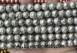 CLV530 15.5 inches 6mm round plated lava beads wholesale