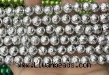 CLV531 15.5 inches 6mm round plated lava beads wholesale