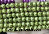 CLV535 15.5 inches 6mm round plated lava beads wholesale