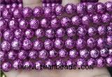 CLV538 15.5 inches 6mm round plated lava beads wholesale