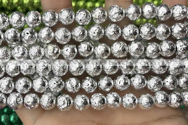 CLV551 15.5 inches 10mm round plated lava beads wholesale